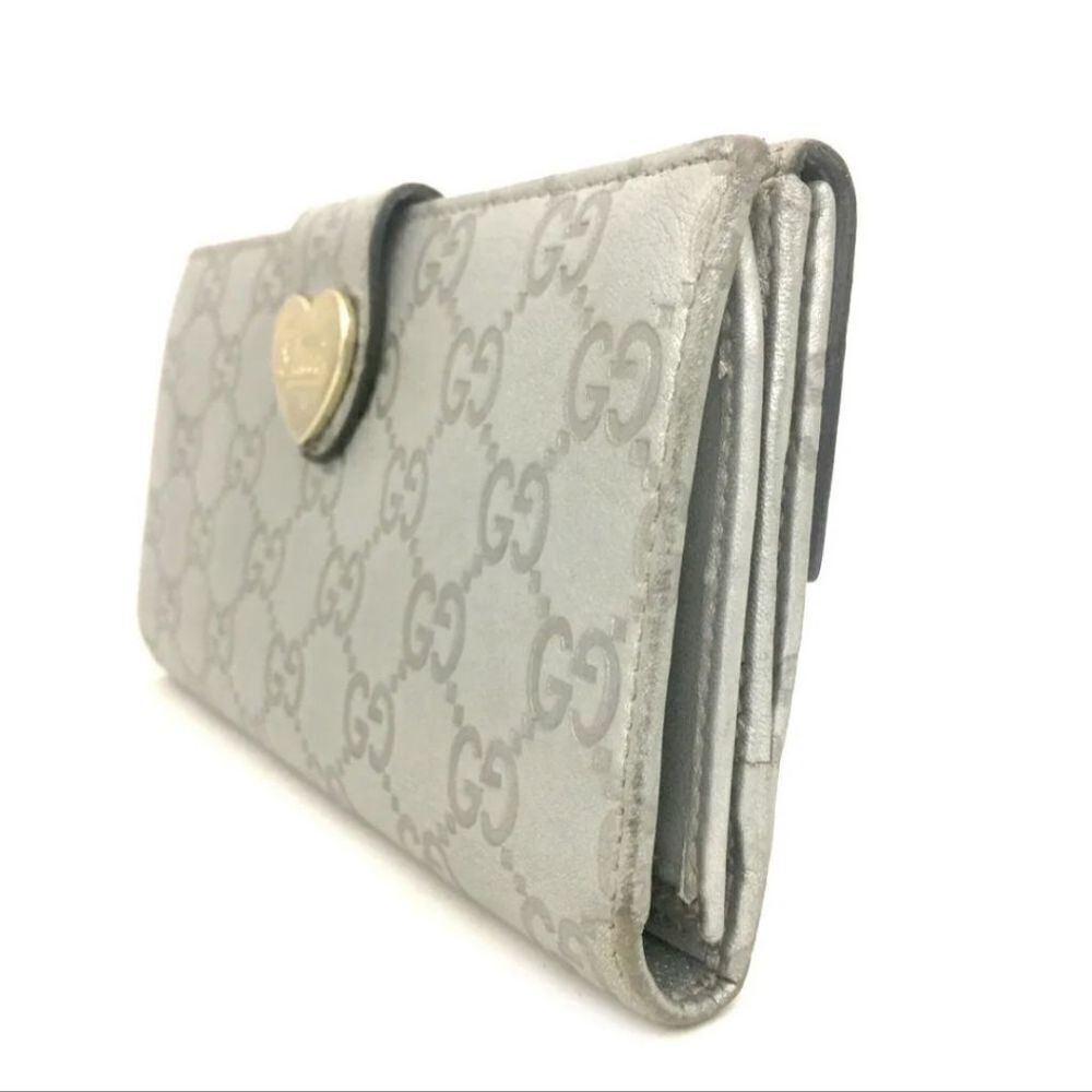 GUCCI Shima Heart Logo Clip Leather Long Bifold Wallet /S0930 - Picture 3 of 8